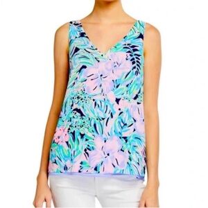 Lilly Pulitzer Florin Sleeveless V-Neck Top SZ S Bermudaful